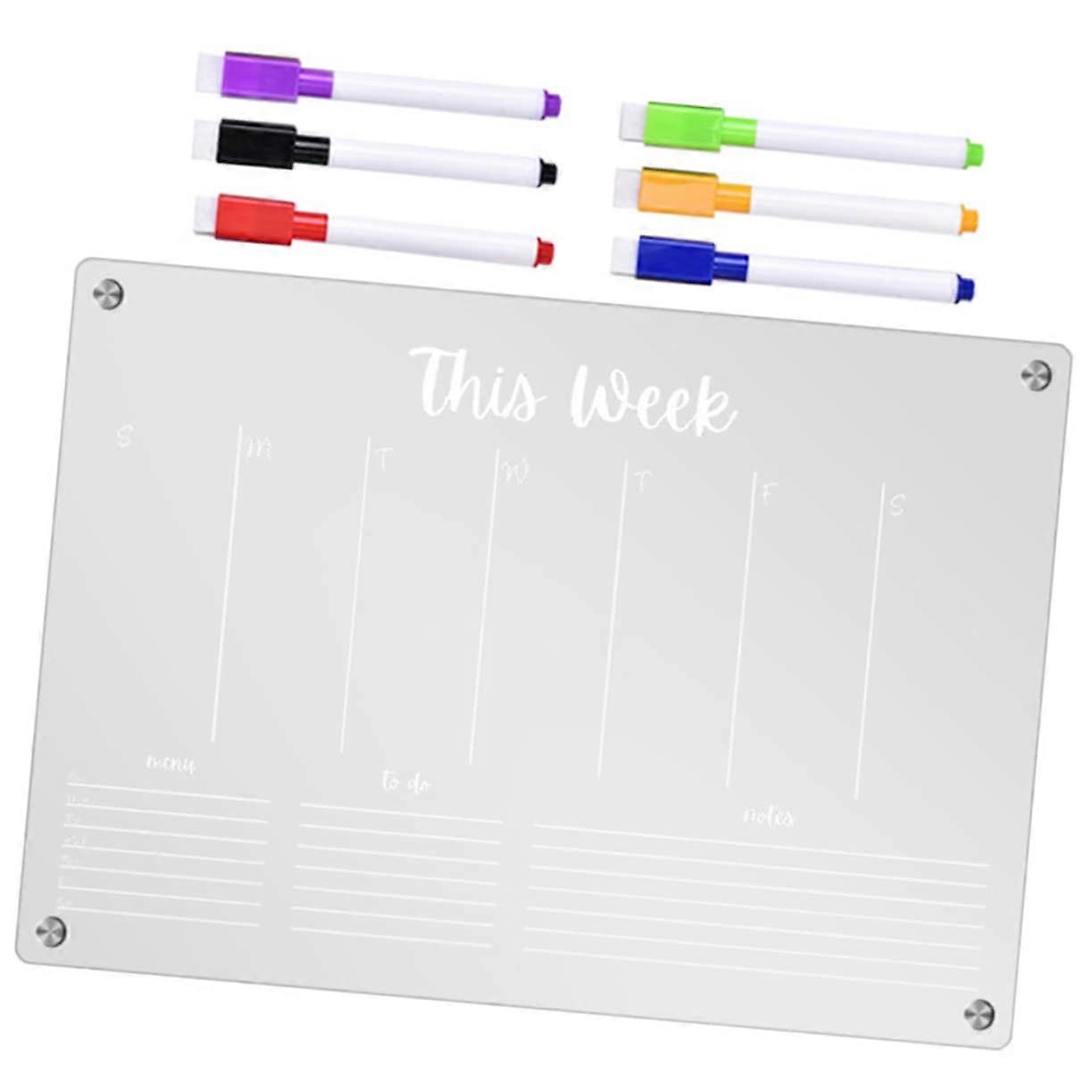 1Satz Magnetic Weekly Planner Board, Dry Erase Refrigerator Whiteboard, Acrylic Memo Board for Home and Office, Portable and Reusable