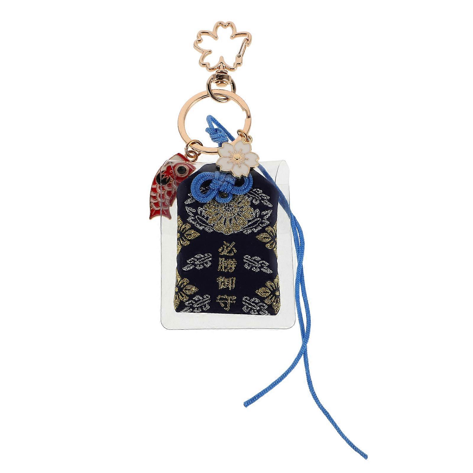 Creative Japanese Keychain with Cherry Blossoms and for Bag Decor Dark Blue