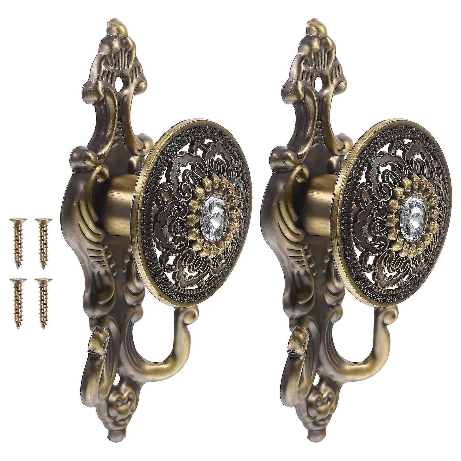 Decorative Alloy Curtain Hooks for Home with Vintage Design and Elegant Embellishment Multi 2pcs