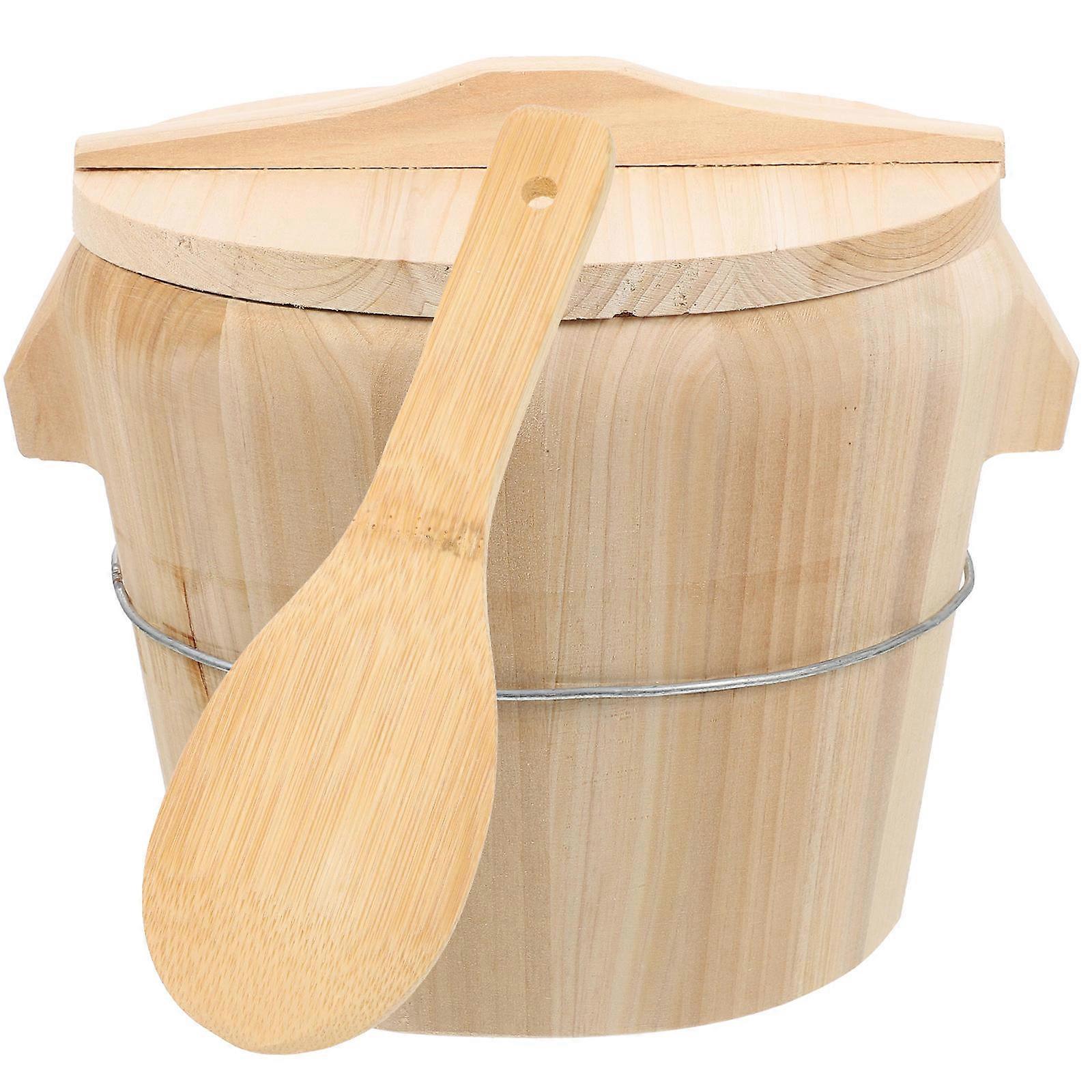 Steamed Rice Barrel 1Set Movable Bottom Kitchen Tool Assorted Color Traditional Handcrafted Cooking