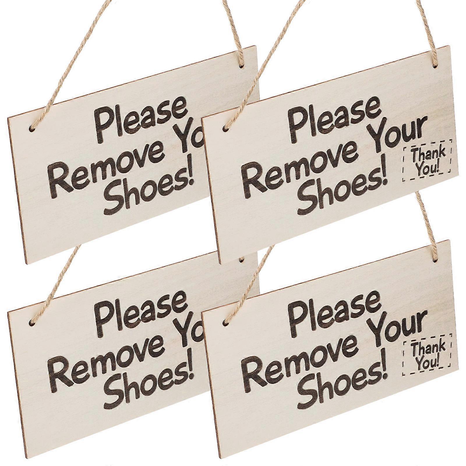 Wooden Remove Your Shoes Sign, 4pcs Rustic Hanging Door Decor for Home Indoor Outdoor UseAdds Charm To Any Space