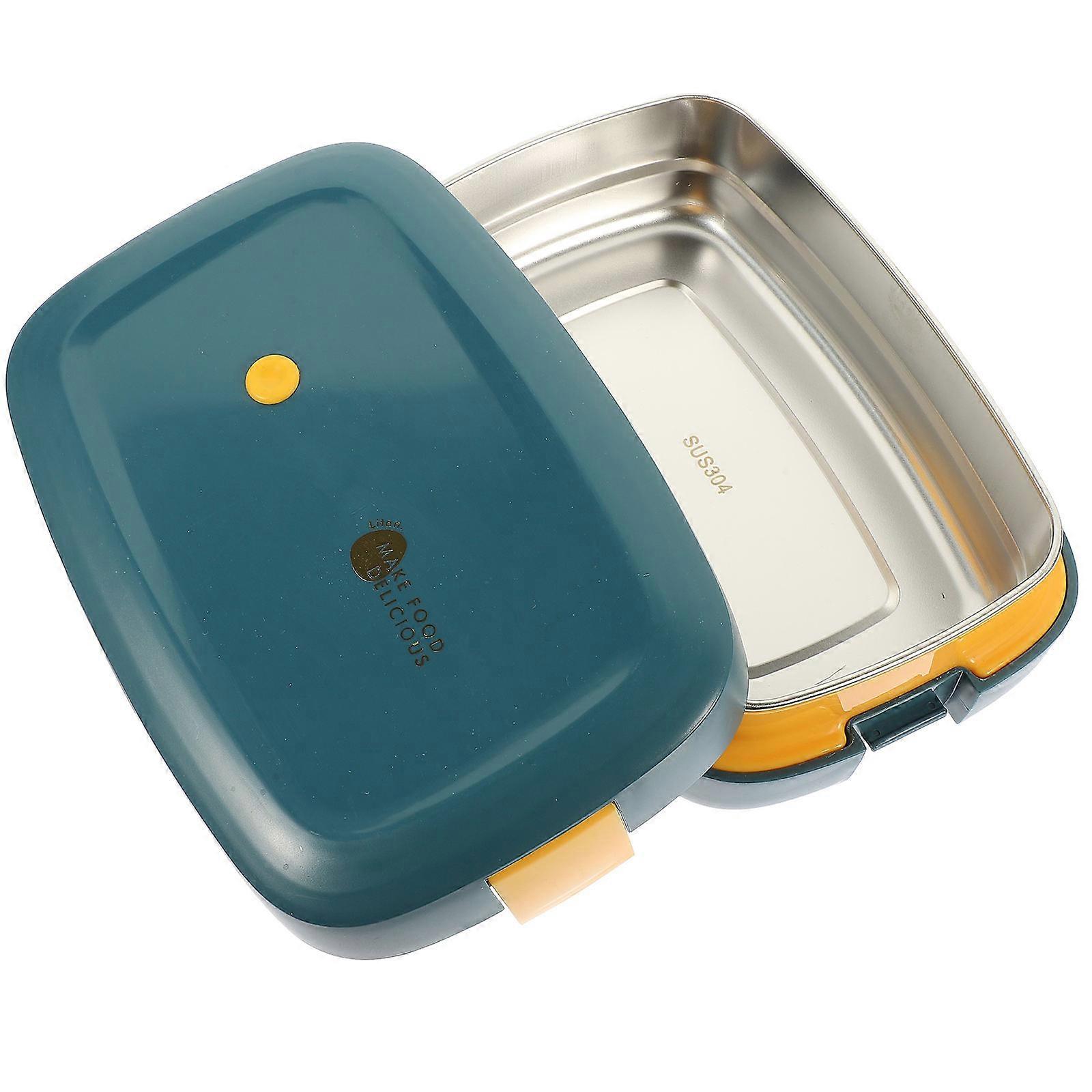 Blue Kids Lunch Box with Tableware for Kitchen Use Lightweight Compact Portable Food Container Sealing Effect 1 Set