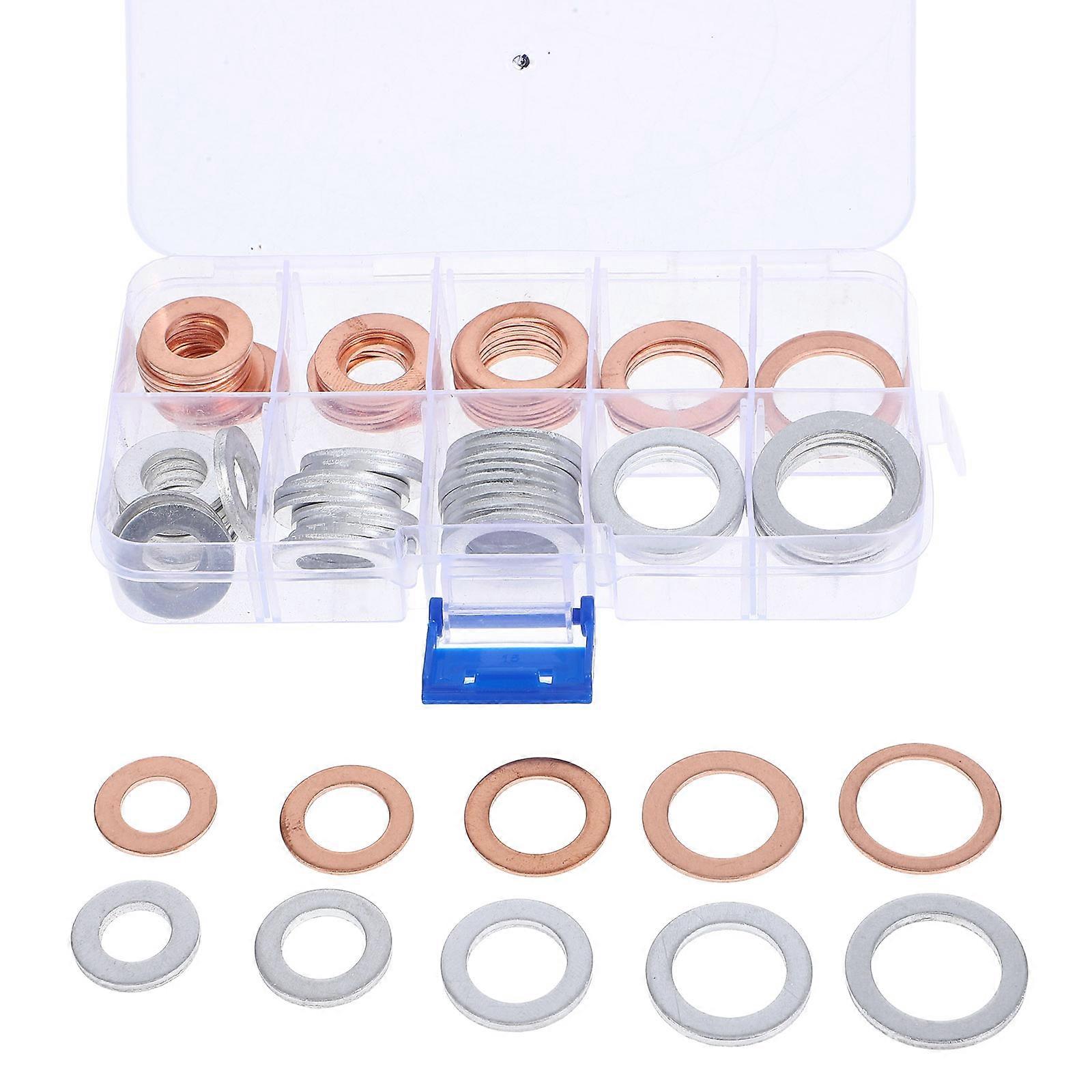 Oil Drain Plug Gasket Set with Aluminum and Copper Washers for Durable Sealing Performance in Oil Changes and Engine Maintenance