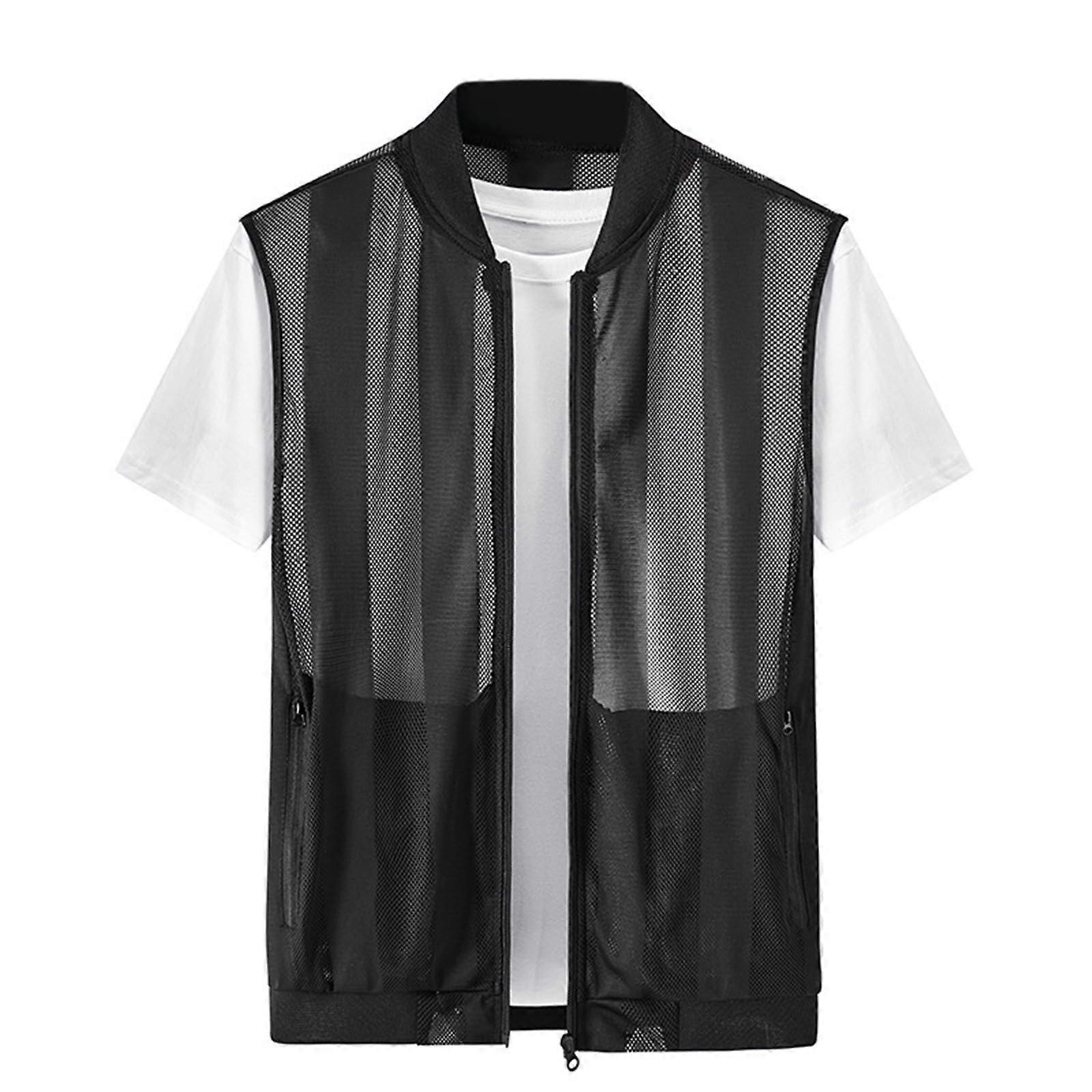 Men's Lightweight Softshell Vest Quick-Drying Running Cycling Hunting Sleeveless Black 4XL Inner Breathable Mesh Lining