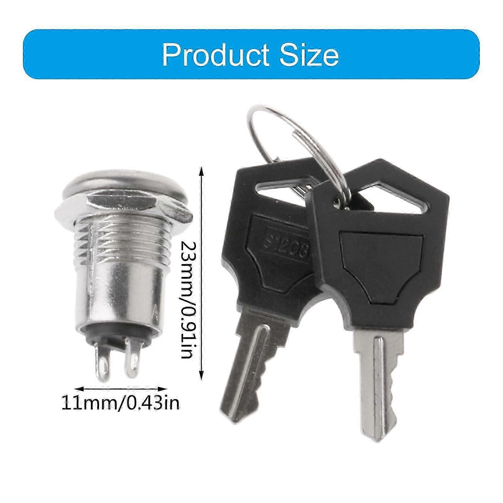 Electric Key Switches Lock With 2 Key 2 Positions ON/Off Metal Keylocks Switches All Key Alike Two Terminals Enduring
