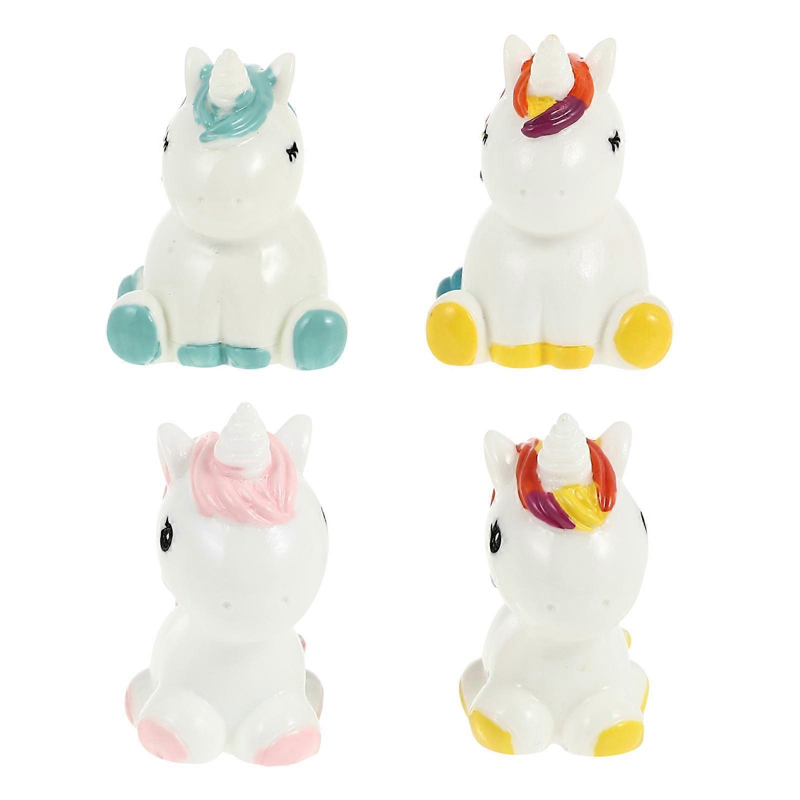 Resin Mini Unicorn Statues for Tabletop Display and Photo Prop Pink .50X2.50X3.00cm 4Pcs