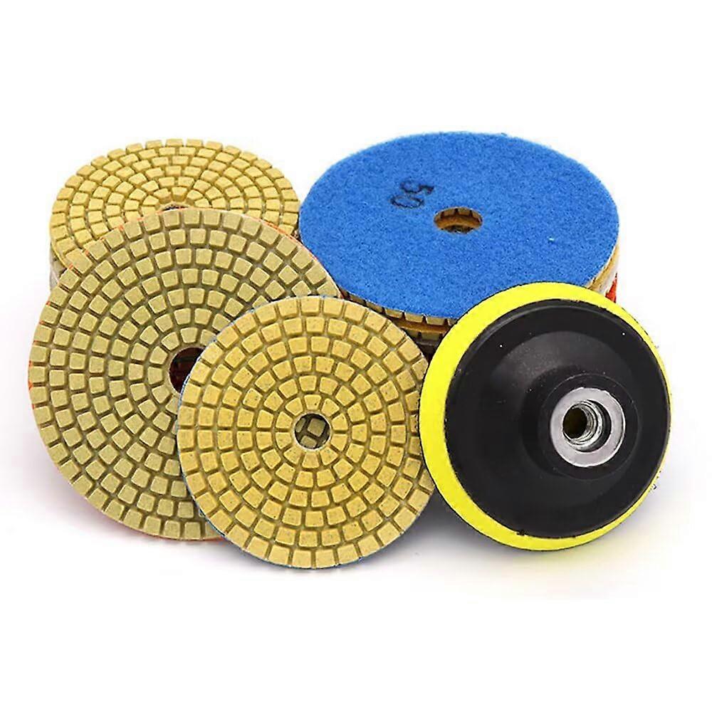 Wet Sanding Discs 3-Inch 80mm Grit 300, M10x80mm Backing Pad, 8mm Shank, Yellow Hook-and-Loop Soft Disc for Marble