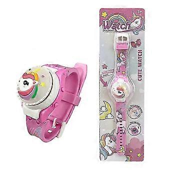 Childrens Cartoon Flashing Light 3d Glow Up Digital Watch Kids Spinning Top Flip Cover Watches Gifts