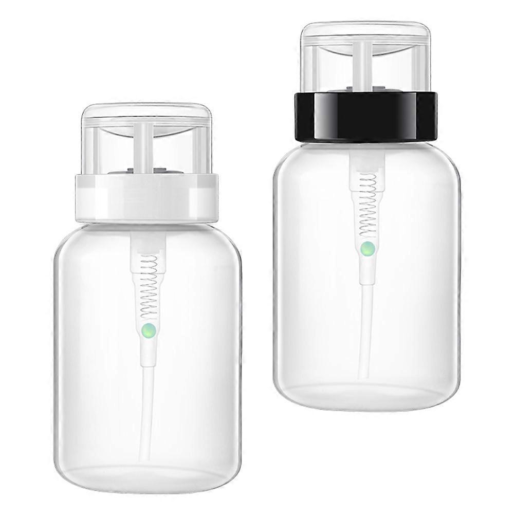 4 Pack Lockable Nail Polish Remover Dispenser Bottles – Black & White Press Pump Liquid Storage Containers for Easy Use & Subpackaging