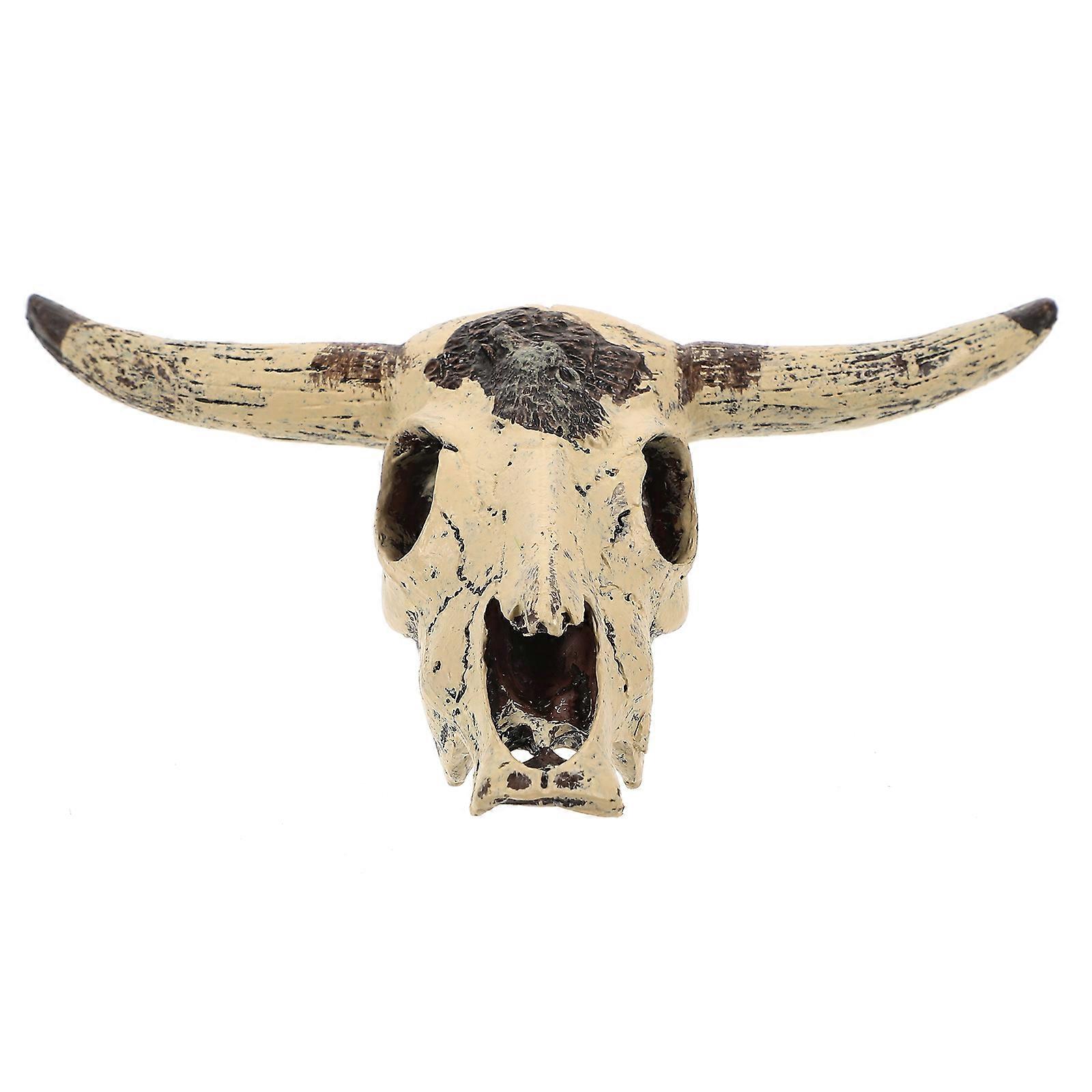 Brown Resin Bull Skull Fish Tank Decoration for Unique Aquarium Layout Prop and Hideout 10.5 inches