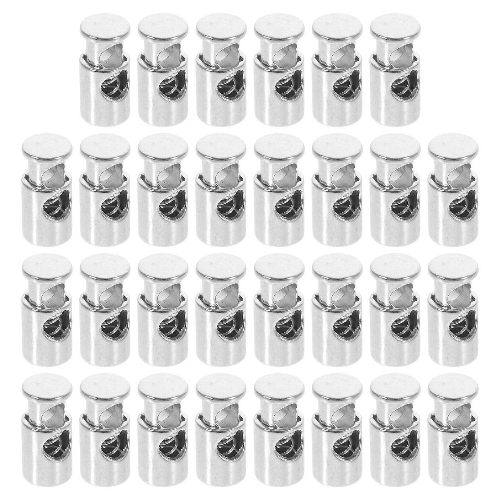 Spring Cord Locks Metal Rope Toggle for Decoration 30Pcs Silver Color
