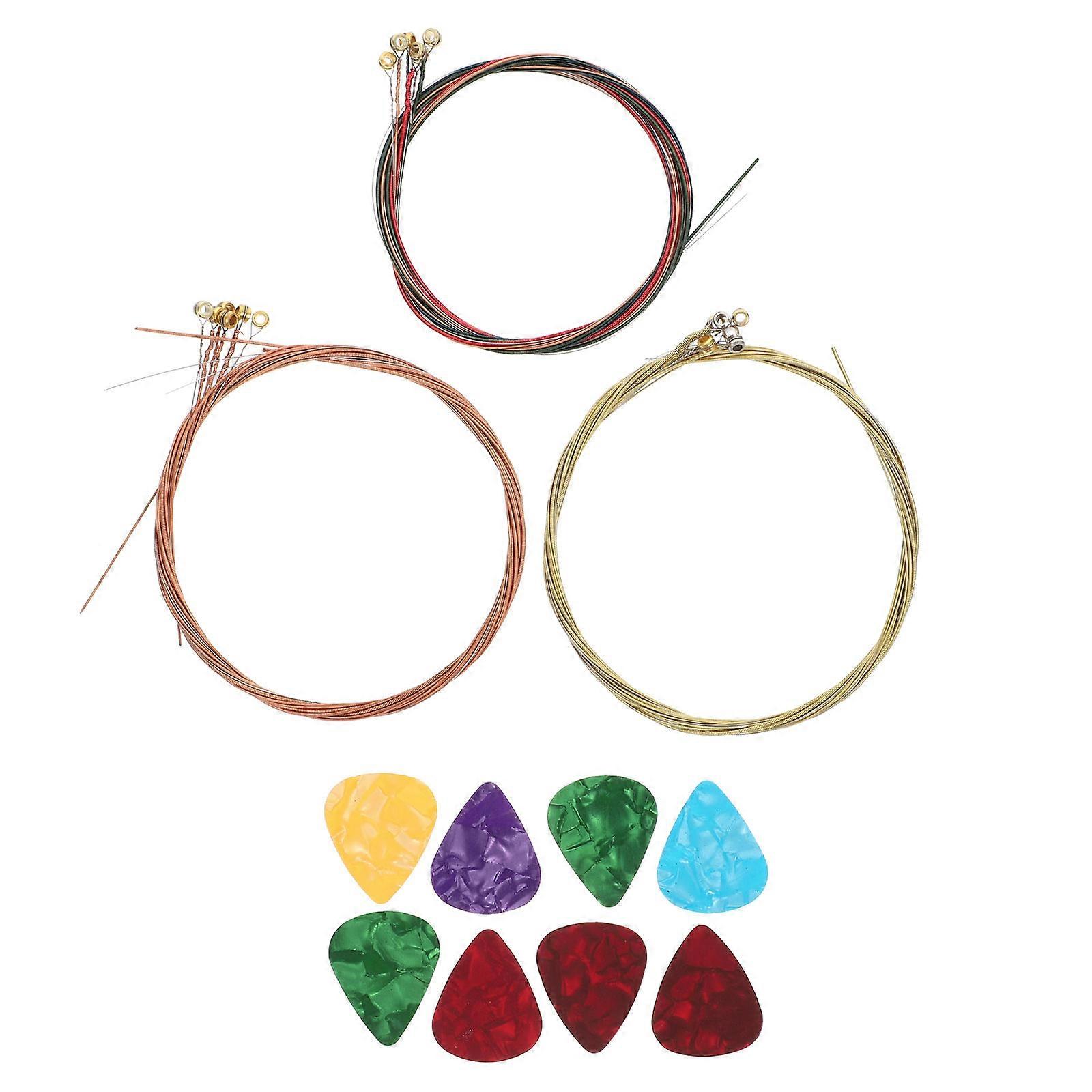 26Pcs Replacement Guitar String Set Includes Durable Picks For Guitarists Music Practice Round Design