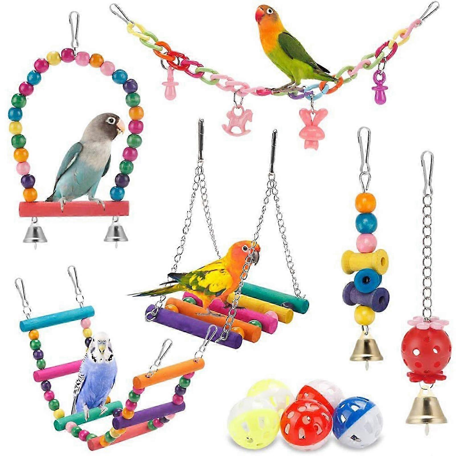 Parrot Bird Educational Toy Bird Cage Colorful Climbing Standing Rings for Macaws and Similar Sized Pet Birds