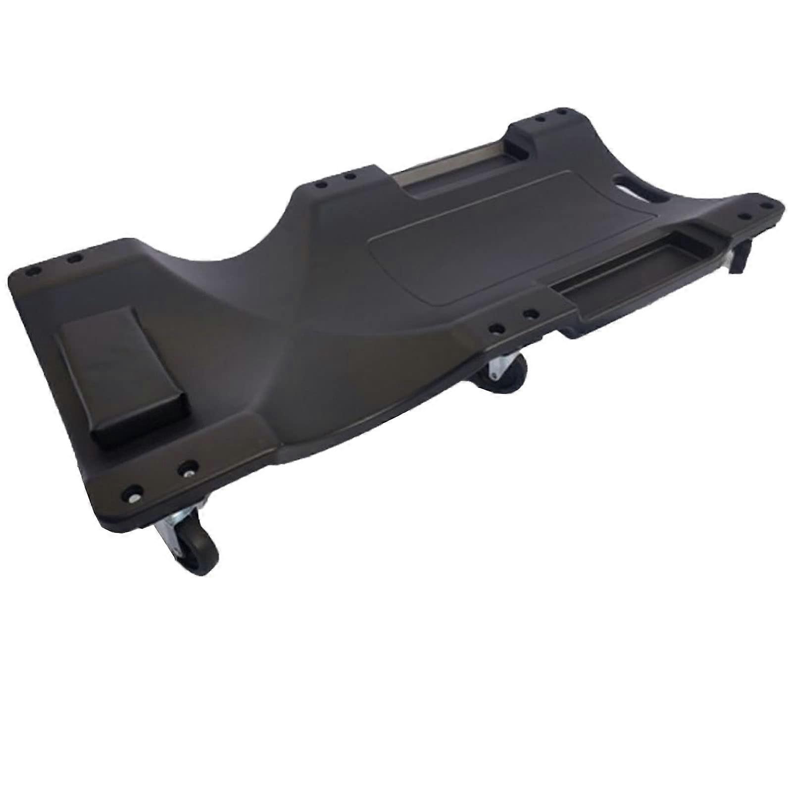 Rolling Board Under Car Repair Ramp with Soft Headrest, Portable Handle, Standard Size Black Tool Tray for Mechanics