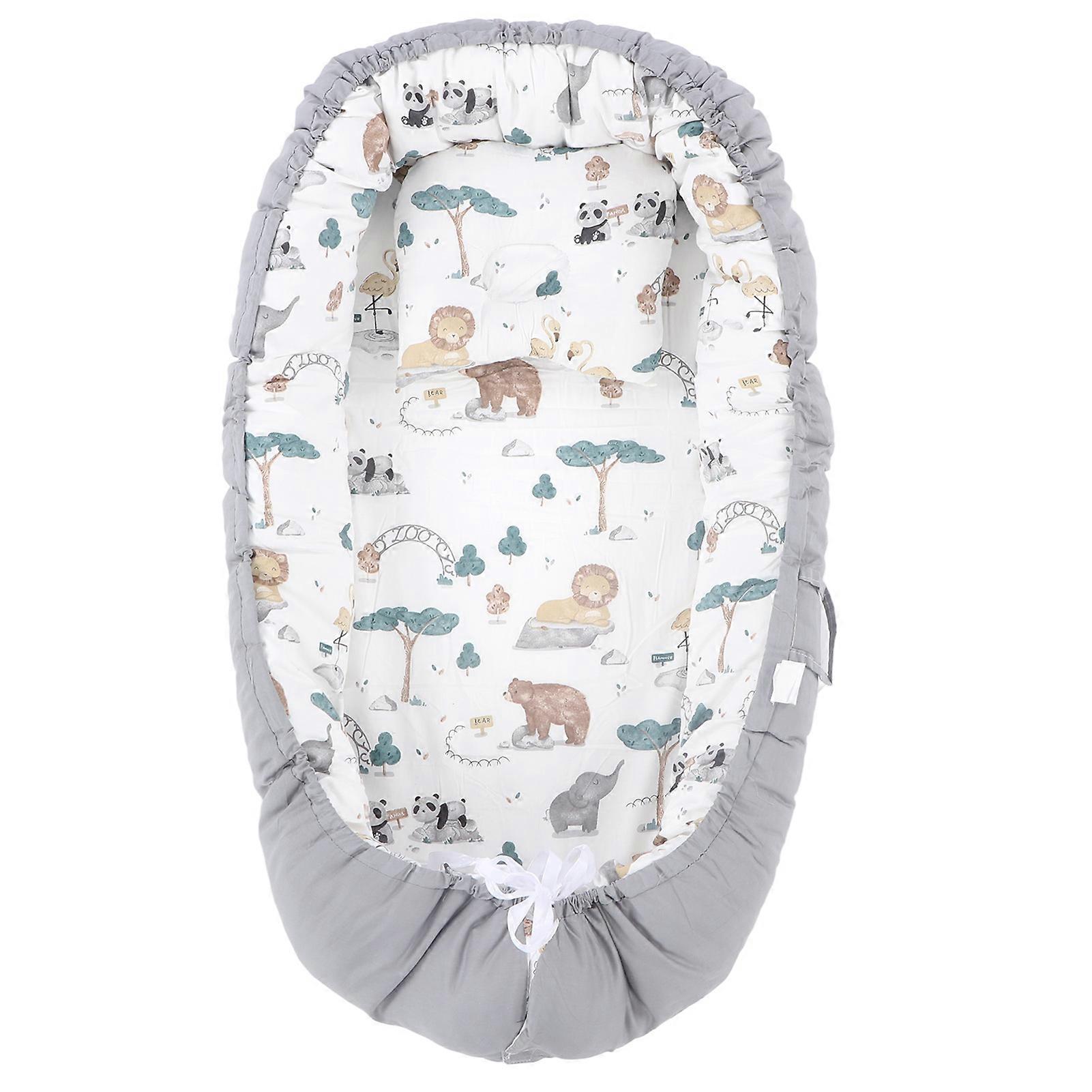 Baby Lounger Cover Soft Comfortable Breathable Easy to Clean Foldable Portable Newborn Nest Cover for Traveling Grey Lion Design