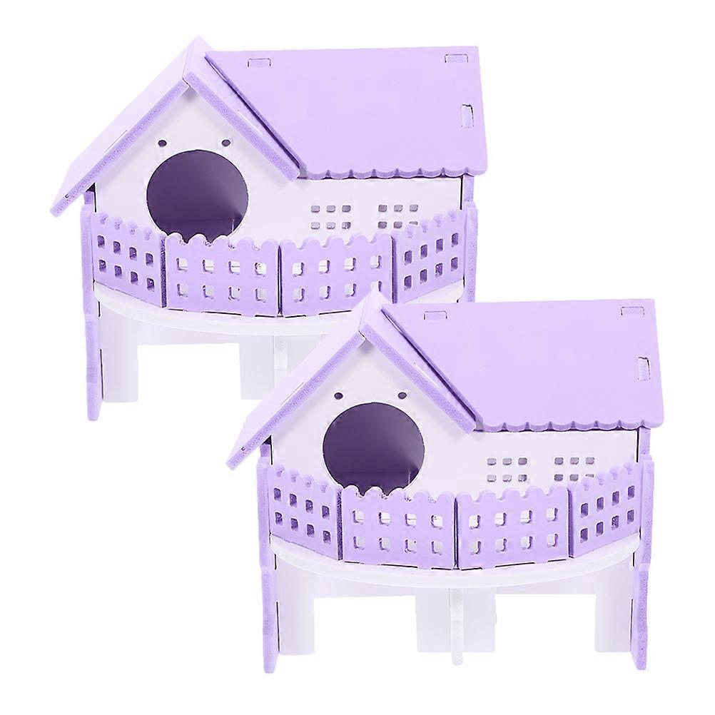 Hamster Hideout Hut Multipurpose Villa For Small Animals Hiding Sleeping Relaxing Lavender 2Pcs