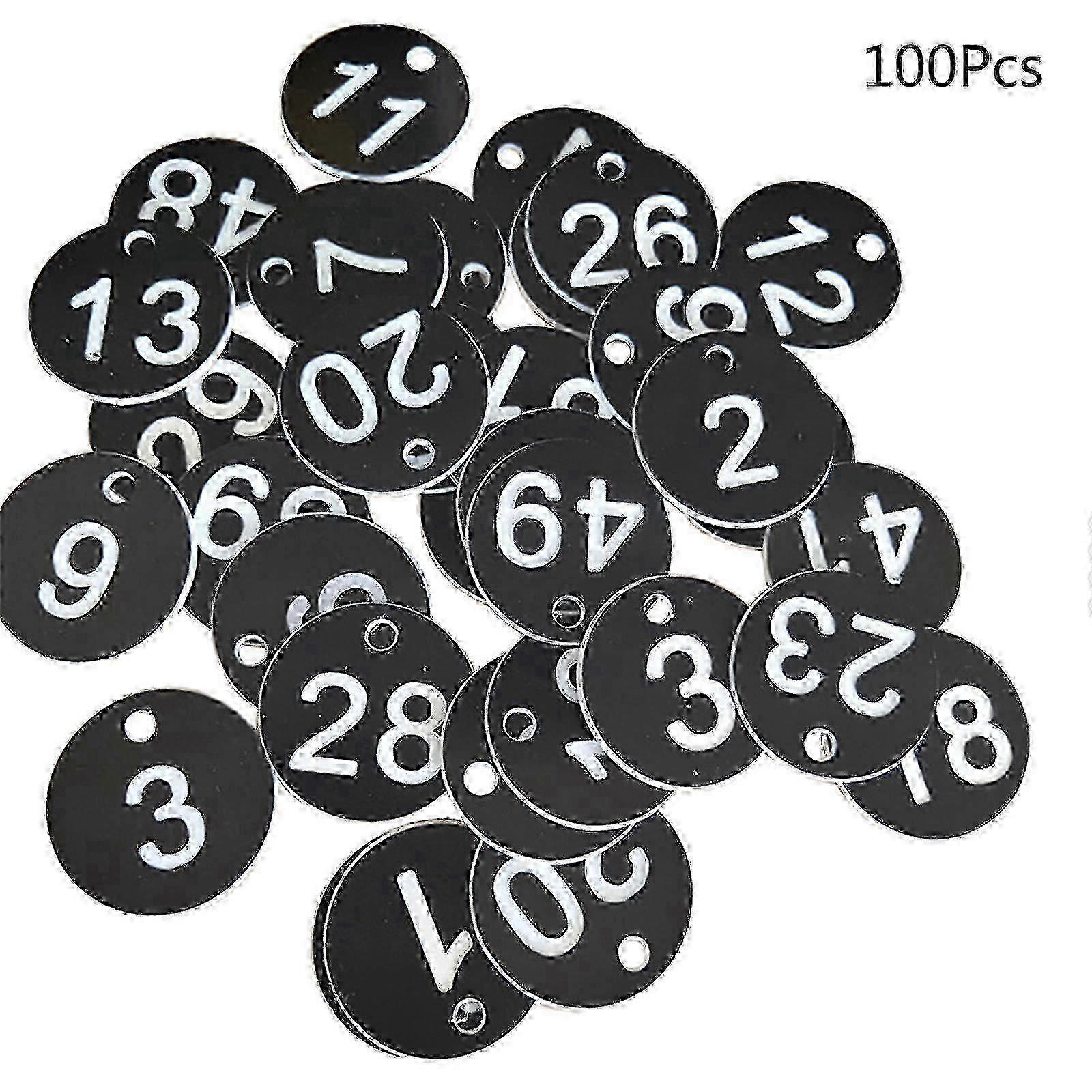100pcs刻印番号タグ1-100キーリング用カラー識別タグ