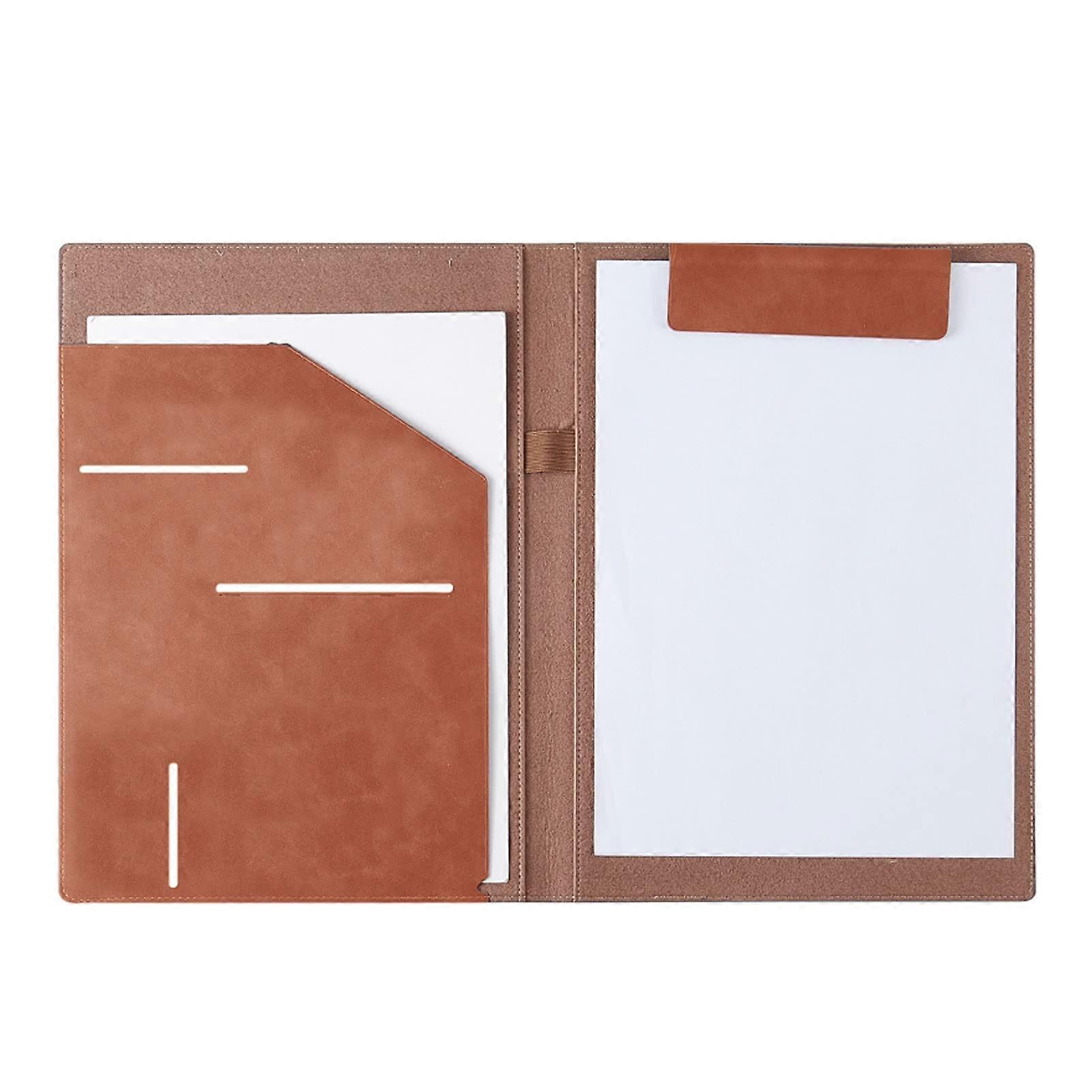 Writing Case A4 Conference Folder Leather Document Folder (Colour: Brown)