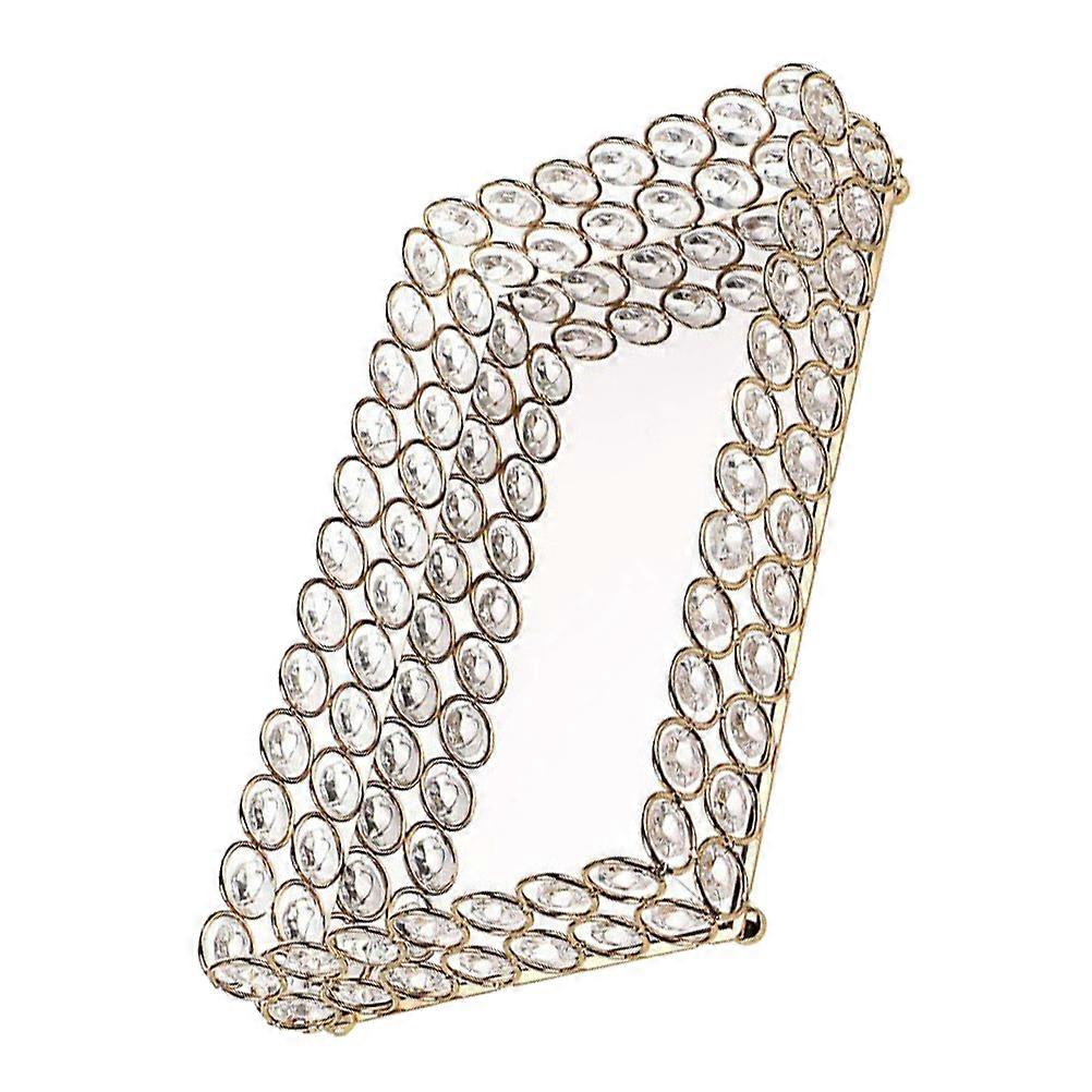 Golden Mirror Surface Crystal Jewelry Tray for Storing with Modern and Fashionable Design 7.8 x 5.9 inches