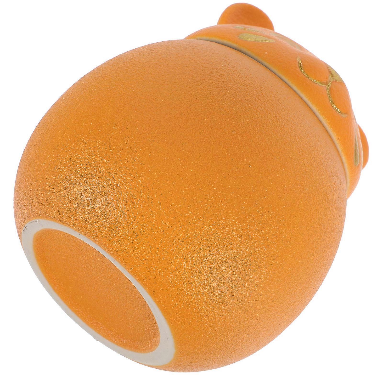 Orange Ceramic Tea Storage Jar Sealed Container for Dry Food with Lid Portable Size 11.8 oz