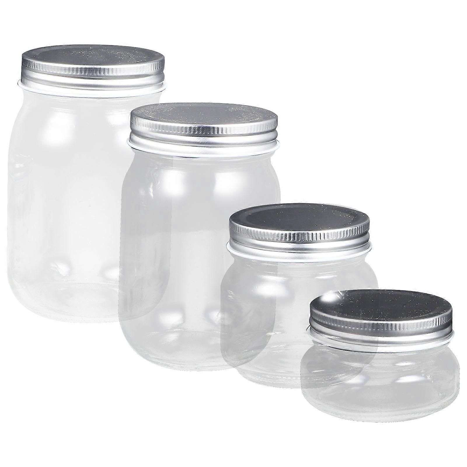 Mini Jam Jars 4Pcs High Durability Airtight Food Storage Containers Ideal For Kitchen Use With Transparent Design