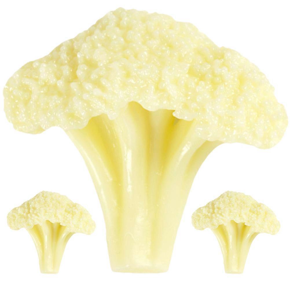 3pcs Lifelike Cauliflower Models Artificial Decorative Vegetable Props for Kitchen, Home, Office, Photography, Teaching and Display Use