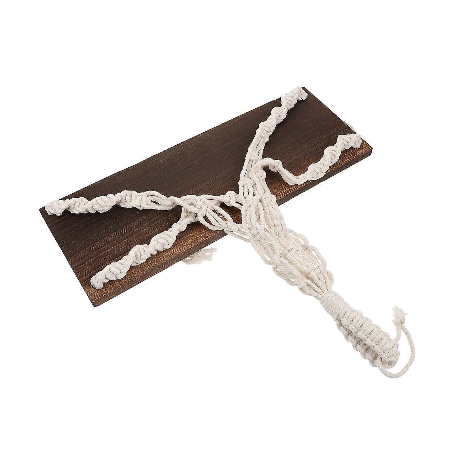 Cotton Rope Hanging Shelf Wooden Shelf for Home Decor Living Room Corner 40X15X64CM Display 1Pack
