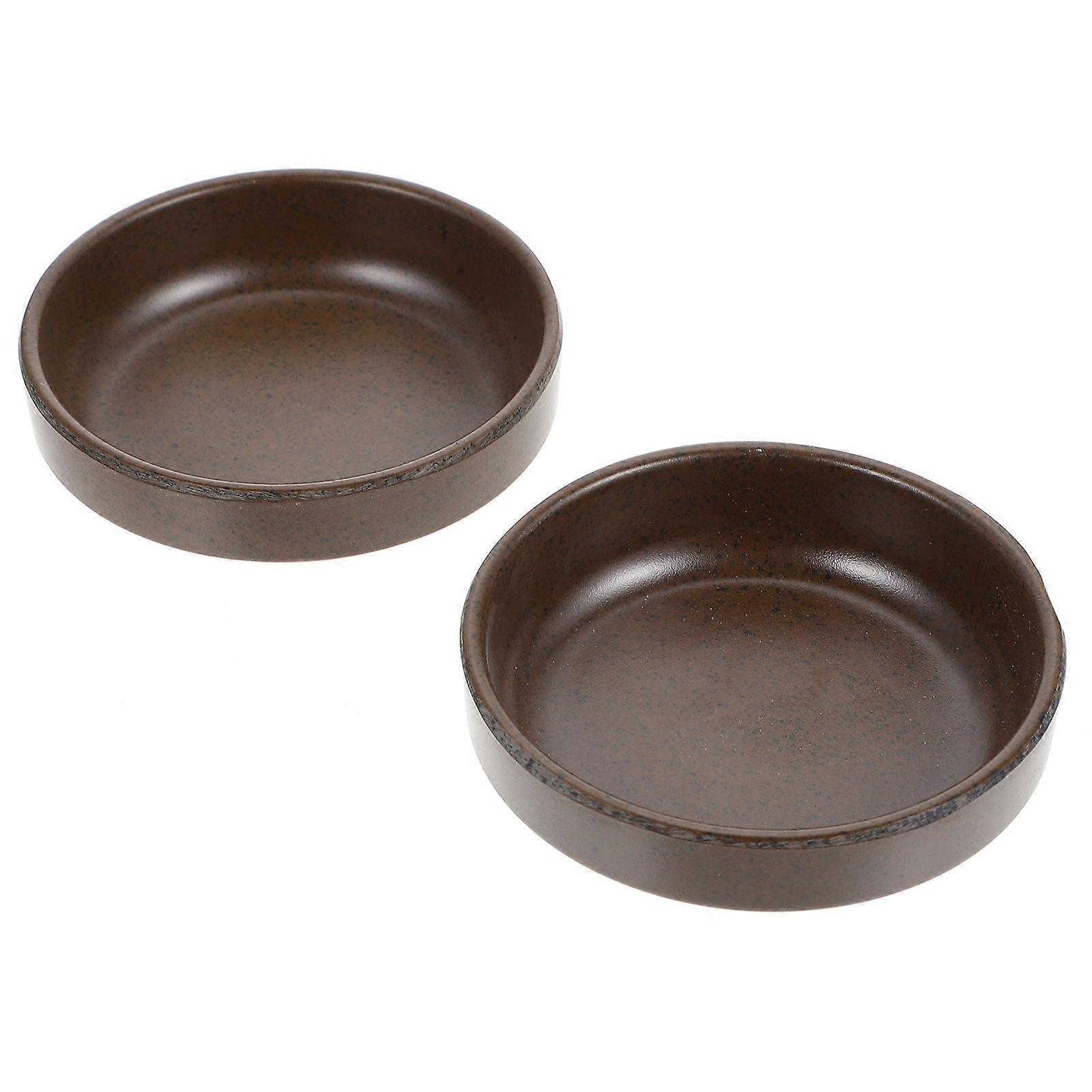 Brown Dinner Seasoning Dishes for Kitchen Use Smooth Edges Compact Size 2 Pieces