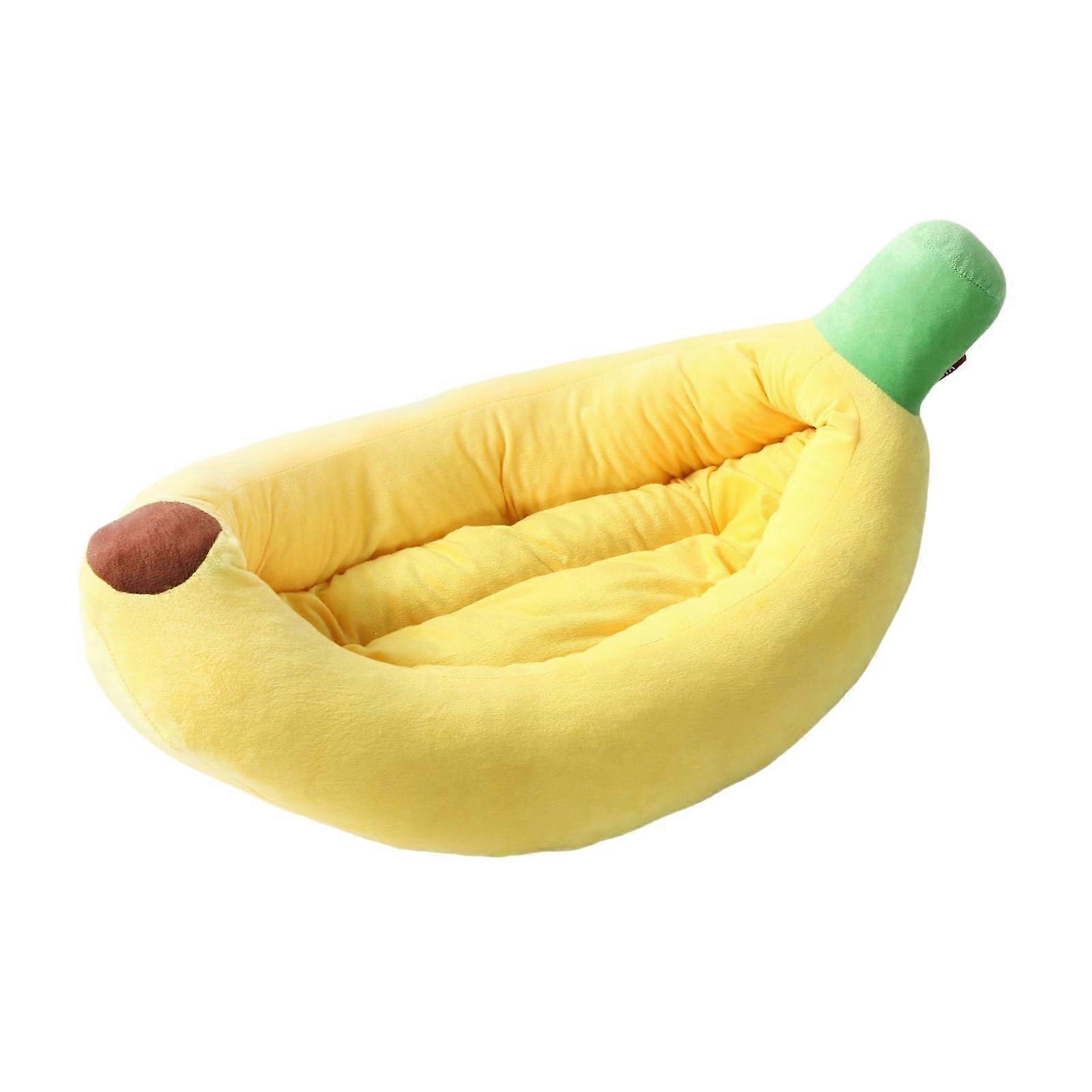 Banana Bed for Dogs, Banana Bed for Pets, Creative Fluffy Dog and Cat Bed in Banana Boat Shape, Removable Cushion (Banana A, L) L Banana A