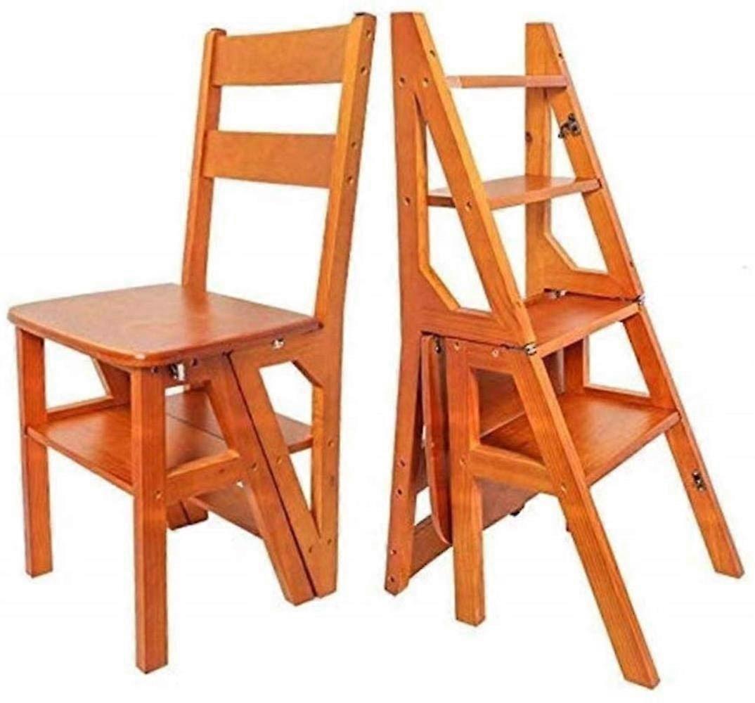 Multipurpose wooden step stool, versatile small ladder chair, folding step stool, 4step folding ladder (A)