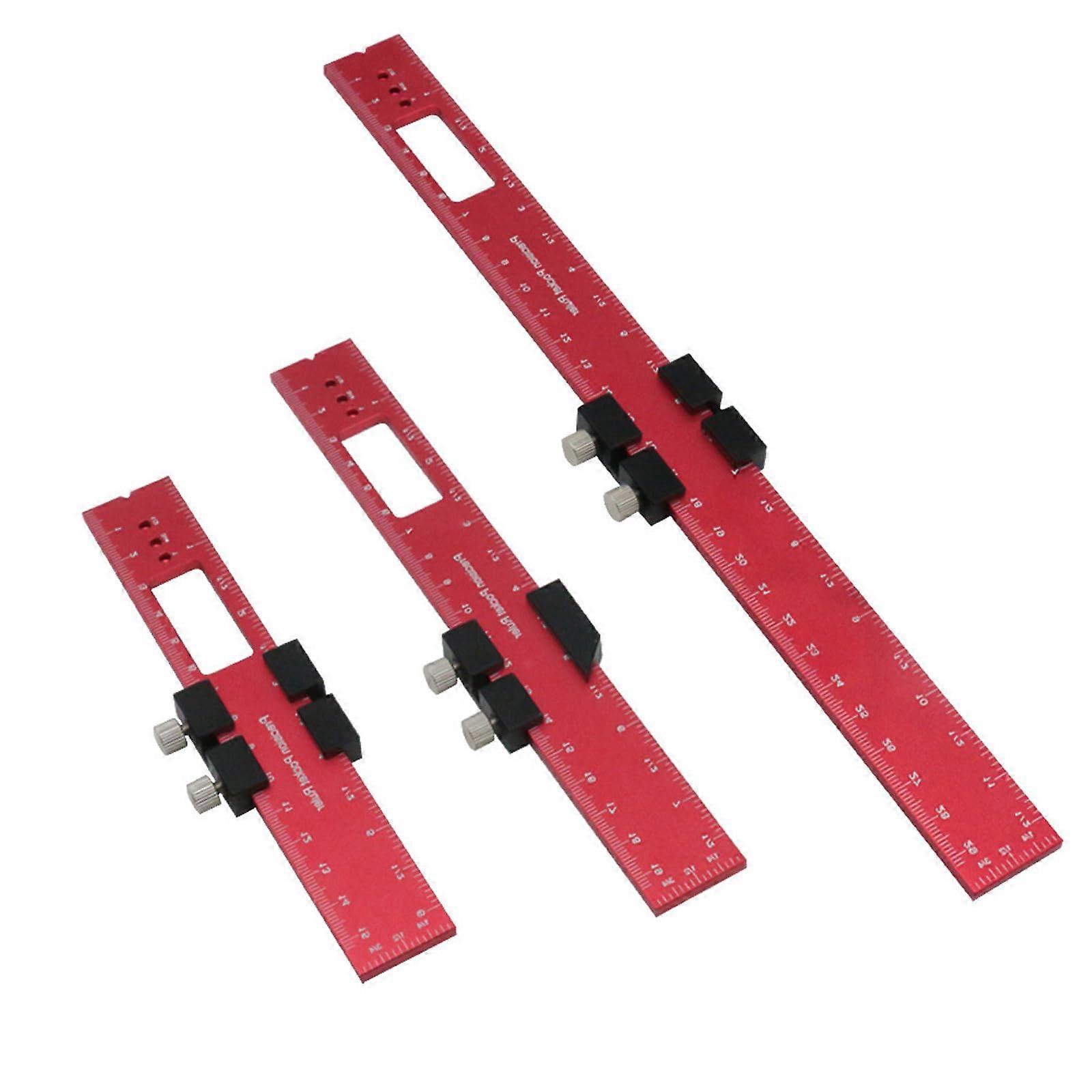 3piece Woodworking Ruler Pocket Ruler Metal Slider, Inch  Metric TType, Marking Gauge, Square Ruler, TTrack Ruler, Woodworking Ruler, Pocket Ruler