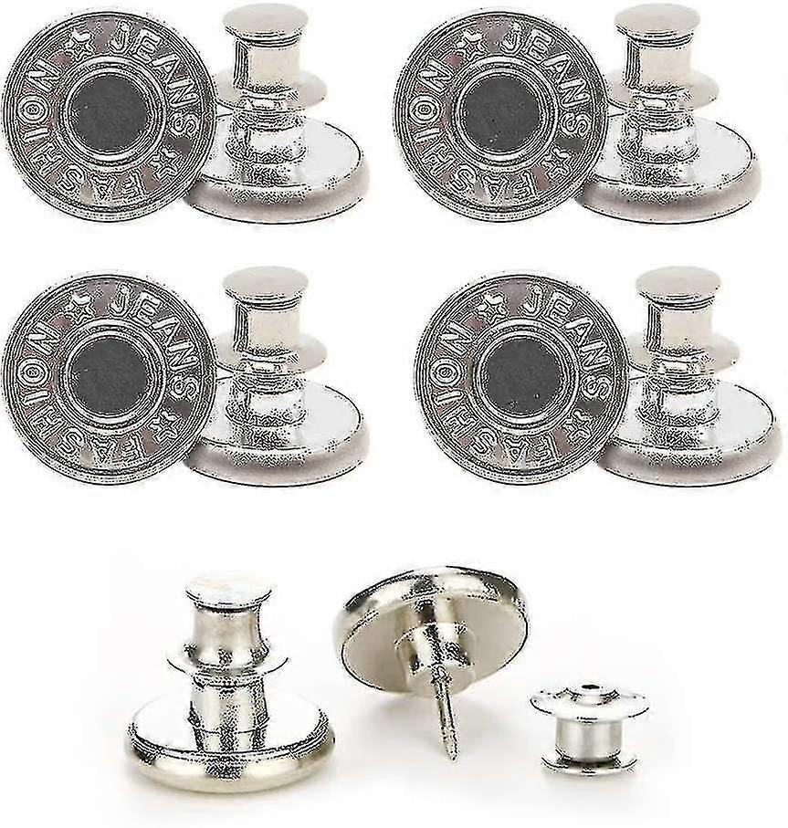 Button Pins For Jeans, No Sew And No Tools Instant Jean Button Pins For Pants,4 Sets Replacement Buttons, Simple Installation, Reusable And Adjustable