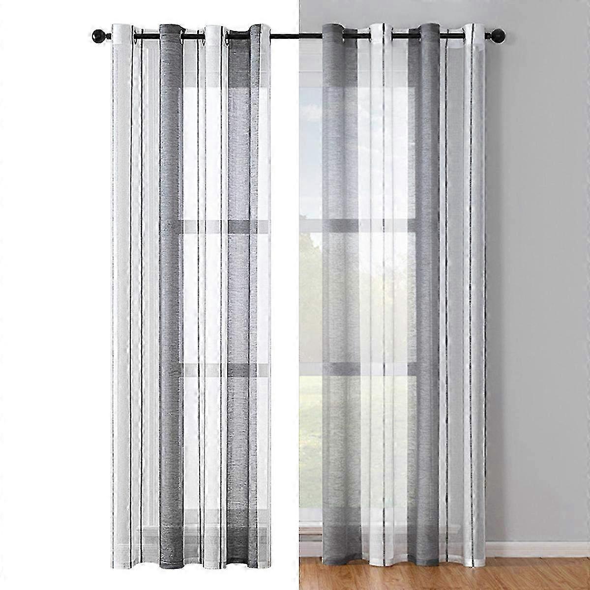 Extra Long Sheer Linen Window Curtain Panel with Grommets - Elegant Window Treatment for Living Room & Home Decor