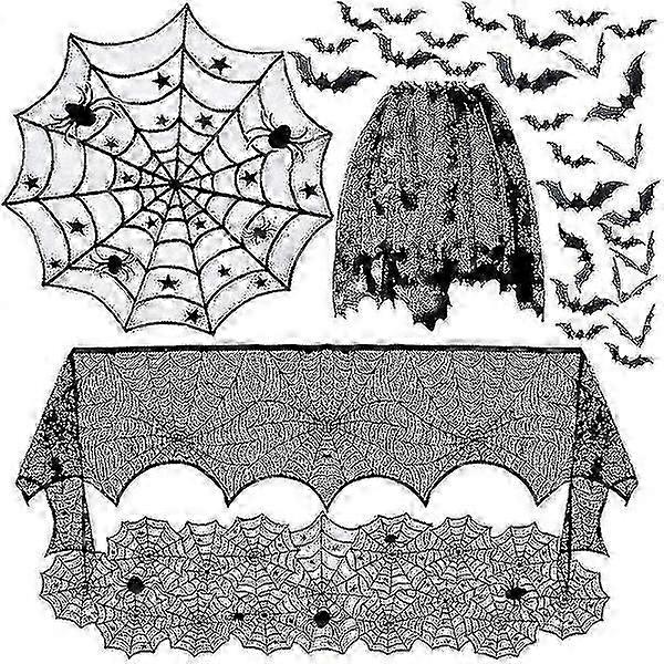 Halloween Party Decorations Spider Web Fireplace Shawl Tablecloth Spider Web Home Decorati