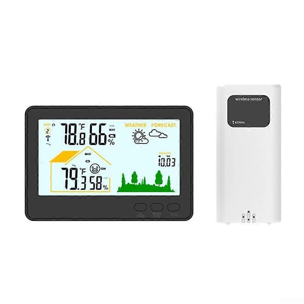 Wireless Thermometer Hygrometer, Indoor Outdoor Digital Humidity Temperature Monitor with Backlit Display and Air Quality Indicator (Black)