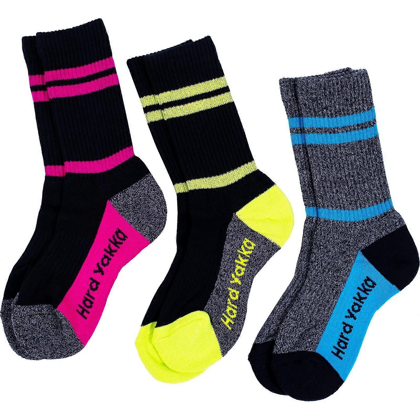 Hard Yakka Crew 3 Pack Cotton Women's Multicoloured Work Socks