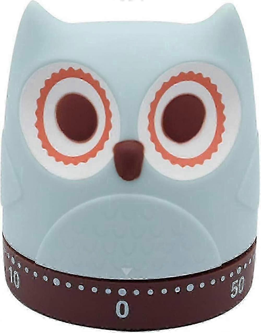 Mechanical Kitchen Timer Owl Design for Cooking Baking Study - Blue