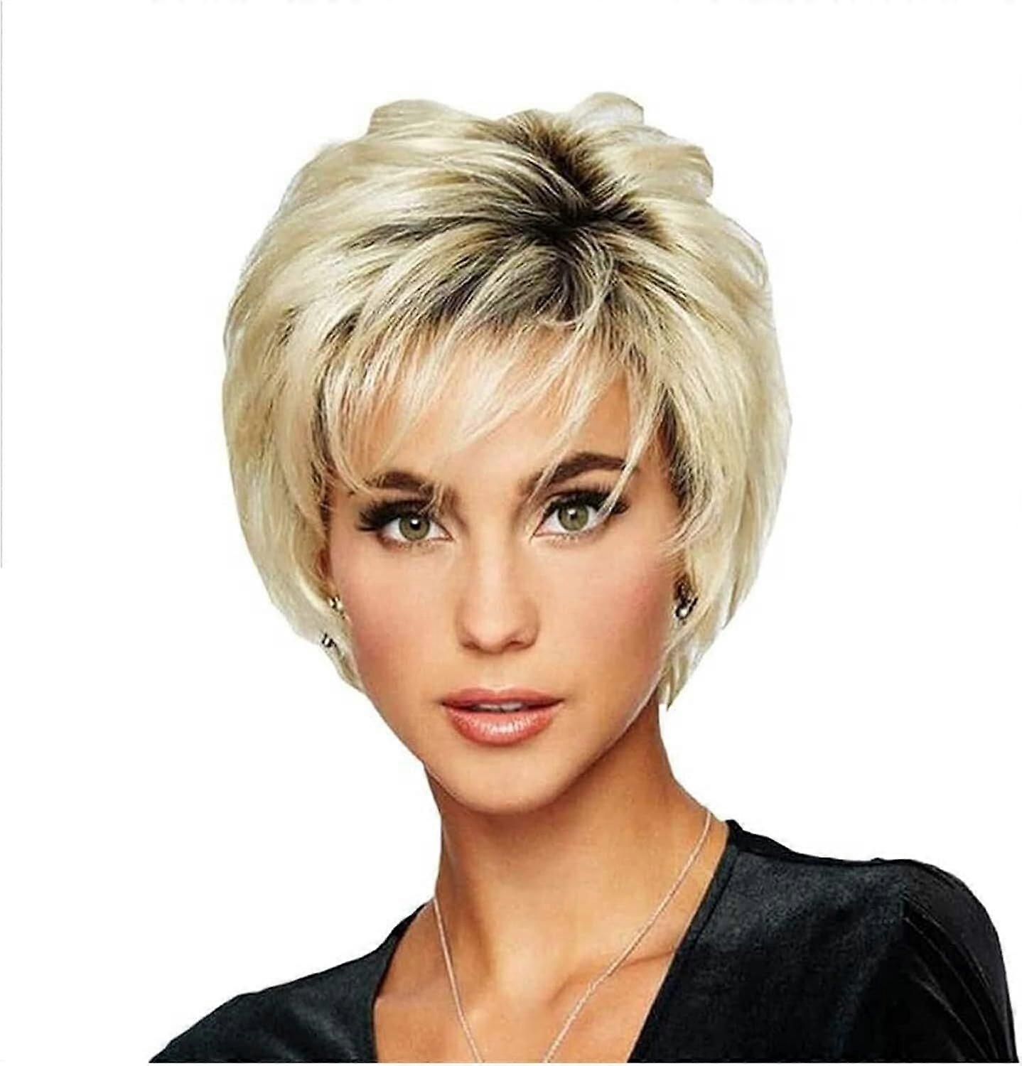 Wigs Pixie Cut Wigs Short Stylish Fluffy Layer Wig, Replacement Wig with Bangs