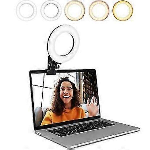 Video Conferencing Lighting Kit, Ring Light Clip On Laptop Screen With 5 Dimmable Color & 5 Brightness Levels