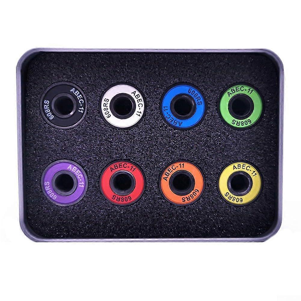 Carbon Steel Skateboard Bearings 608RS ABEC11 Set of 8 – Heavy-Duty, Colorful, High-Performance, Long-Lasting