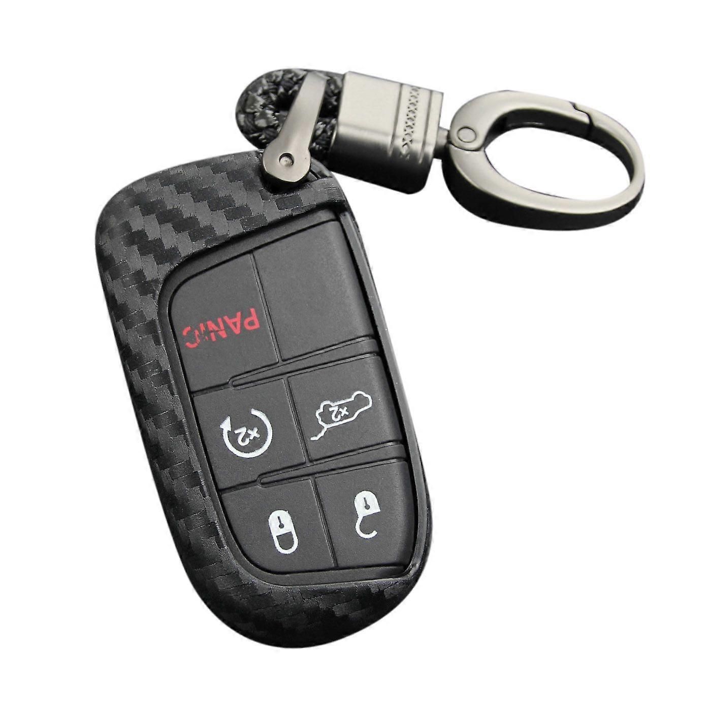 Car Carbon Fiber Smart Key Case Cover Holder for Compass Durango Journey Charger