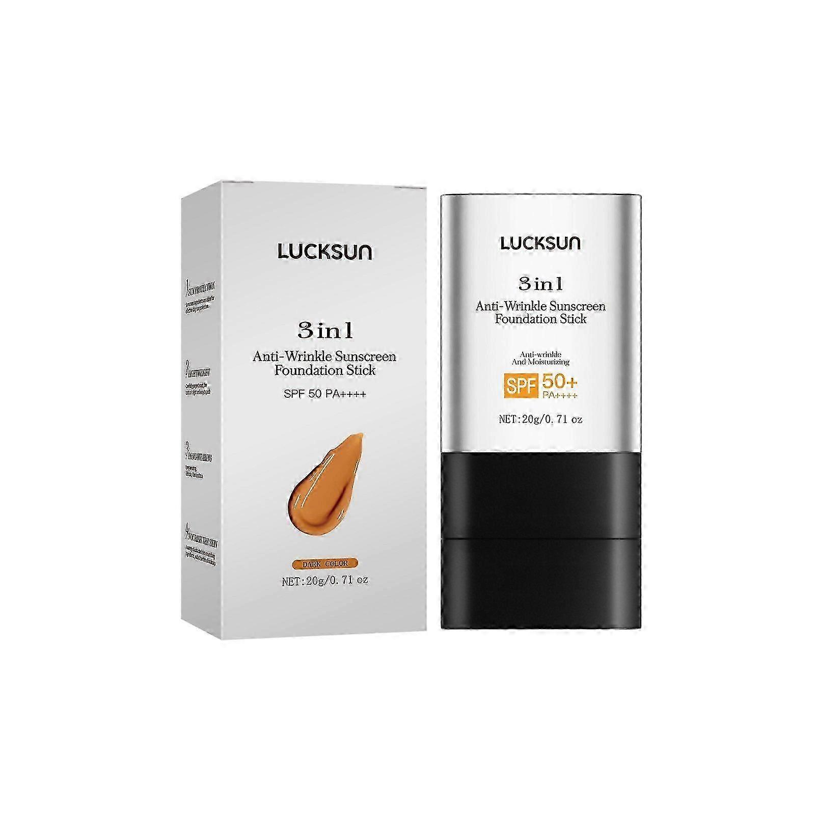 3-In-1 Anti-Wrinkle Foundation Stick with SPF 50+, Hydrating Lightweight Flawless Eraser Foundation Stick with Brush, Natural Finish & Full Coverage