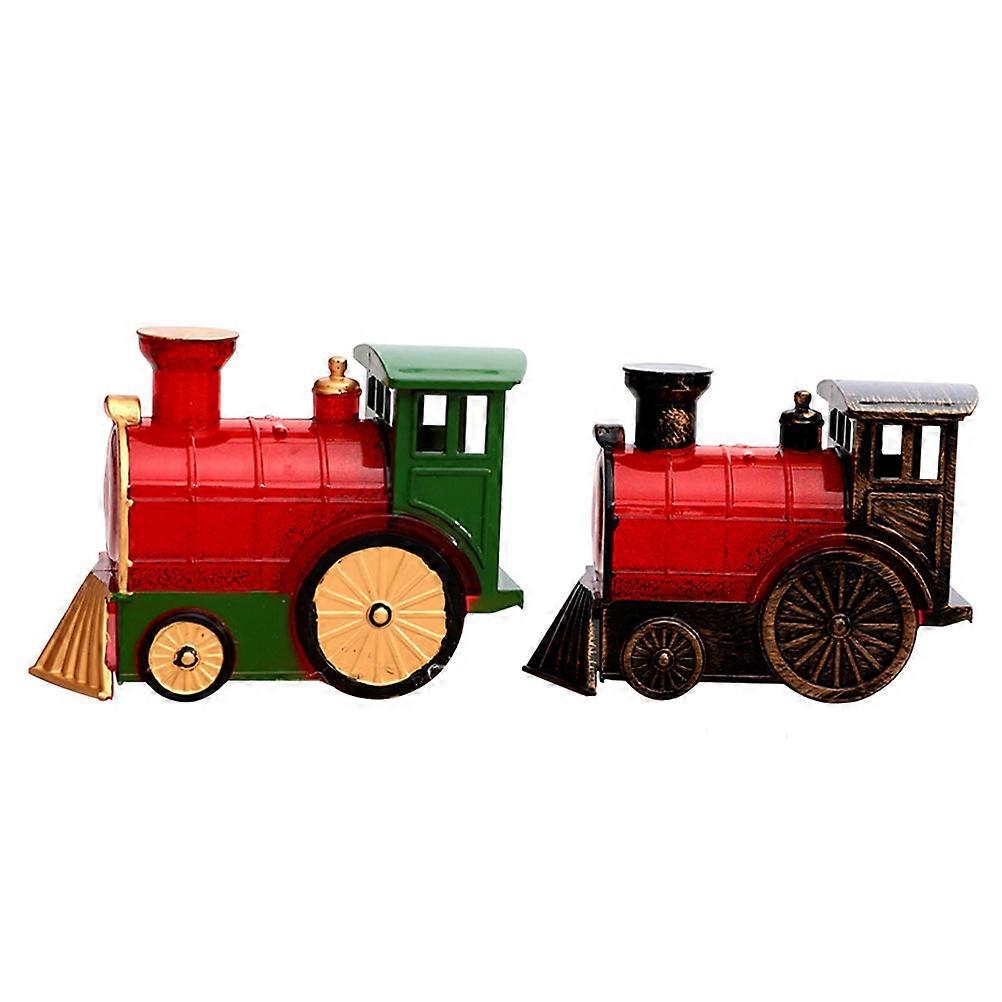 Christmas Train Adornment 2Pcs Assorted Color Plastic Eco-Friendly Material Desktop Decor