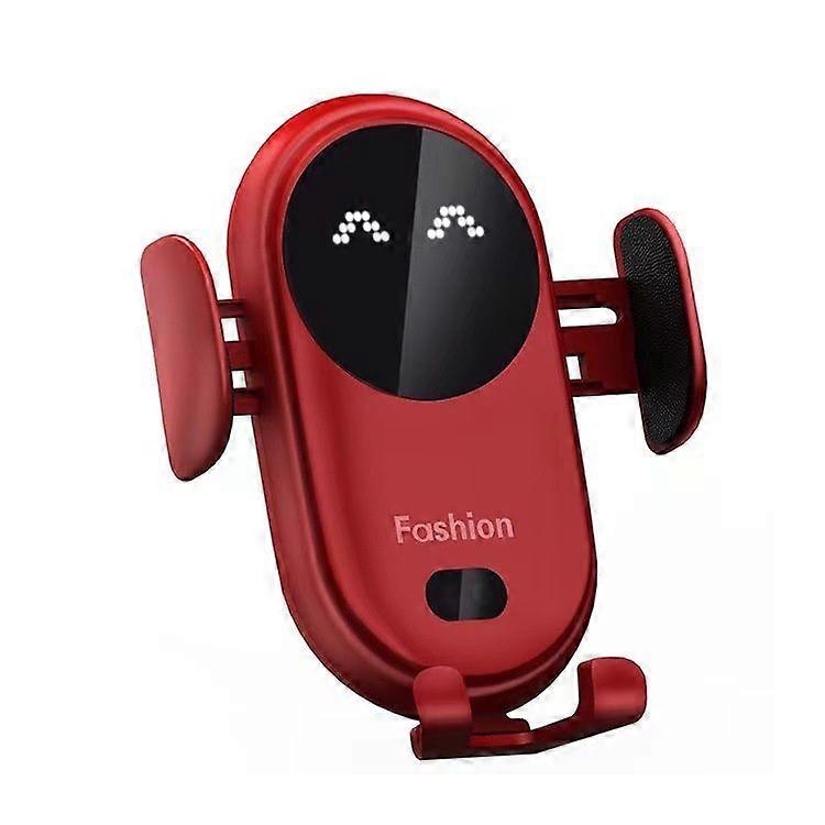 Smartphone Holder, In-Car Qi Wireless Charger, 360 Degree Rotation Mobile Phone Holder, Car Smartphone Holder, Automatic Opening(Red)