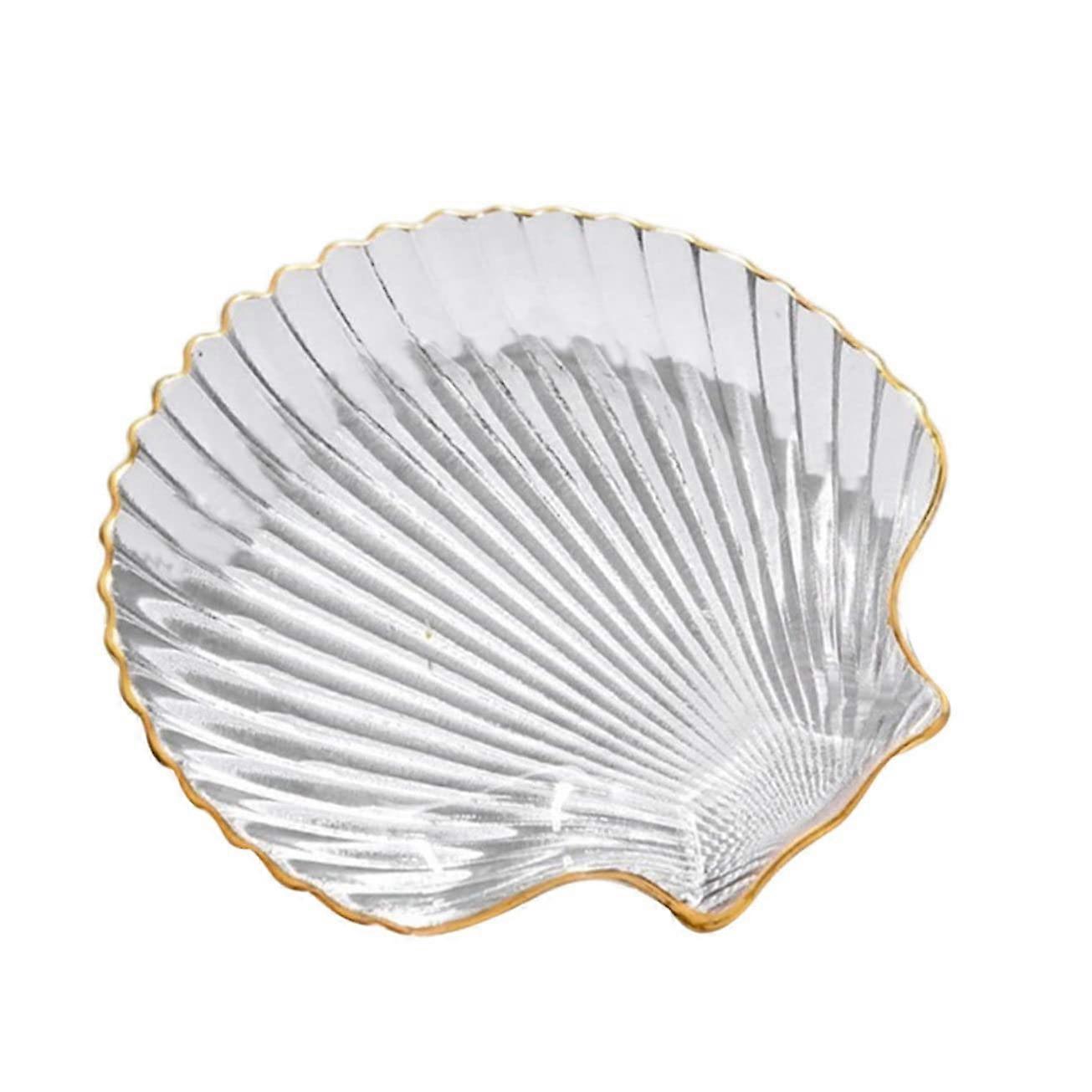 Glass Shell Shaped Plate 1Piece Dried Fruit And Salad Serving Tray, Elegant Kitchenware For Home, Restaurant, Event Use