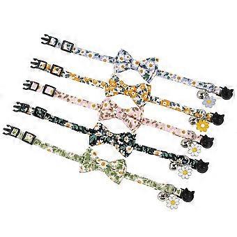 Bowtie Cat Collar with Bell Classic Floral Kitten Collars with Removable Bow Tie Adjustable Collar for Kitty Puppy Small Dogs