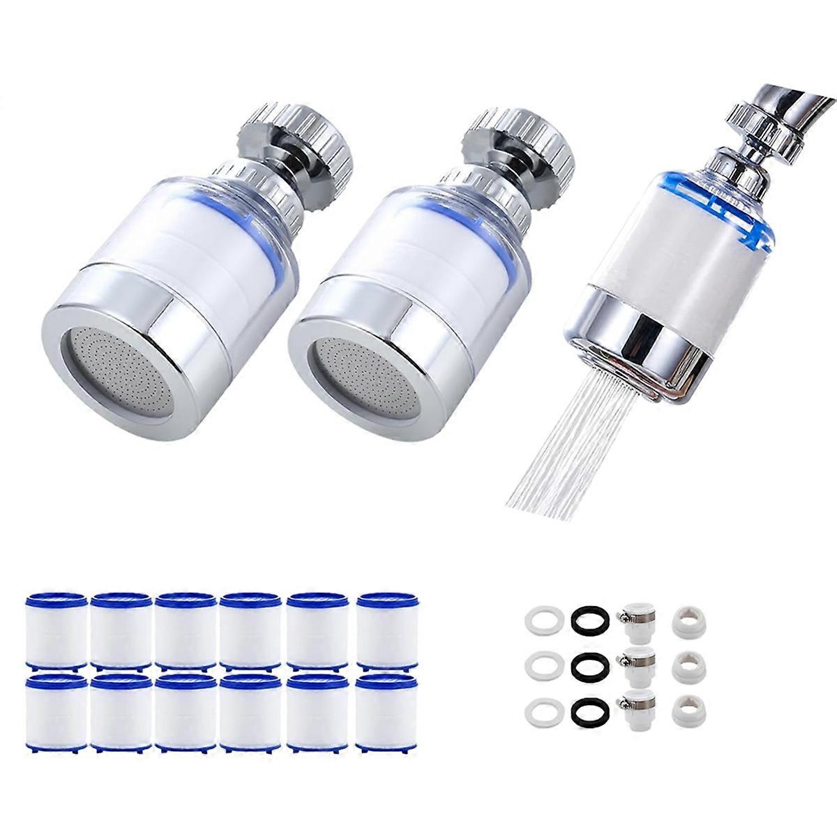 3 Set Sink Water Filter Faucet, Universal 360 Rotating Bathroom Sink Filter Kitchen Faucet Water Filter