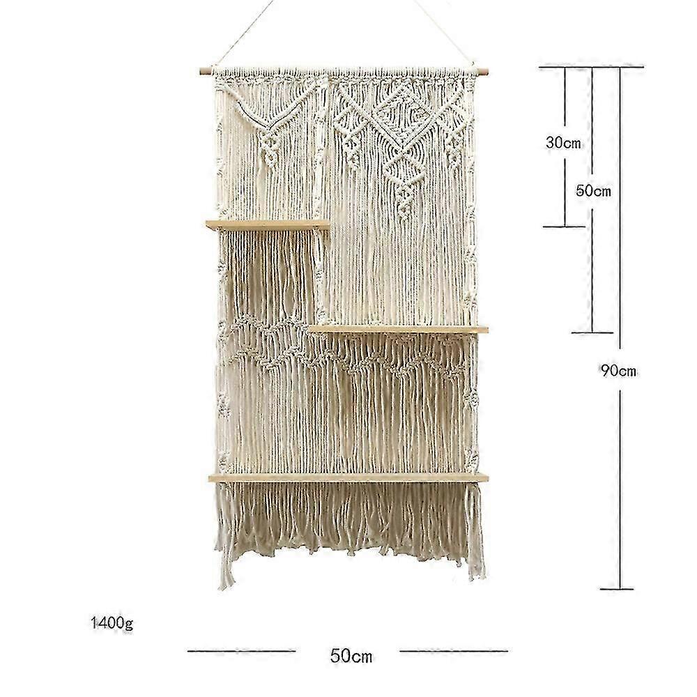 Creative cotton rope hand-woven tapestry shelf