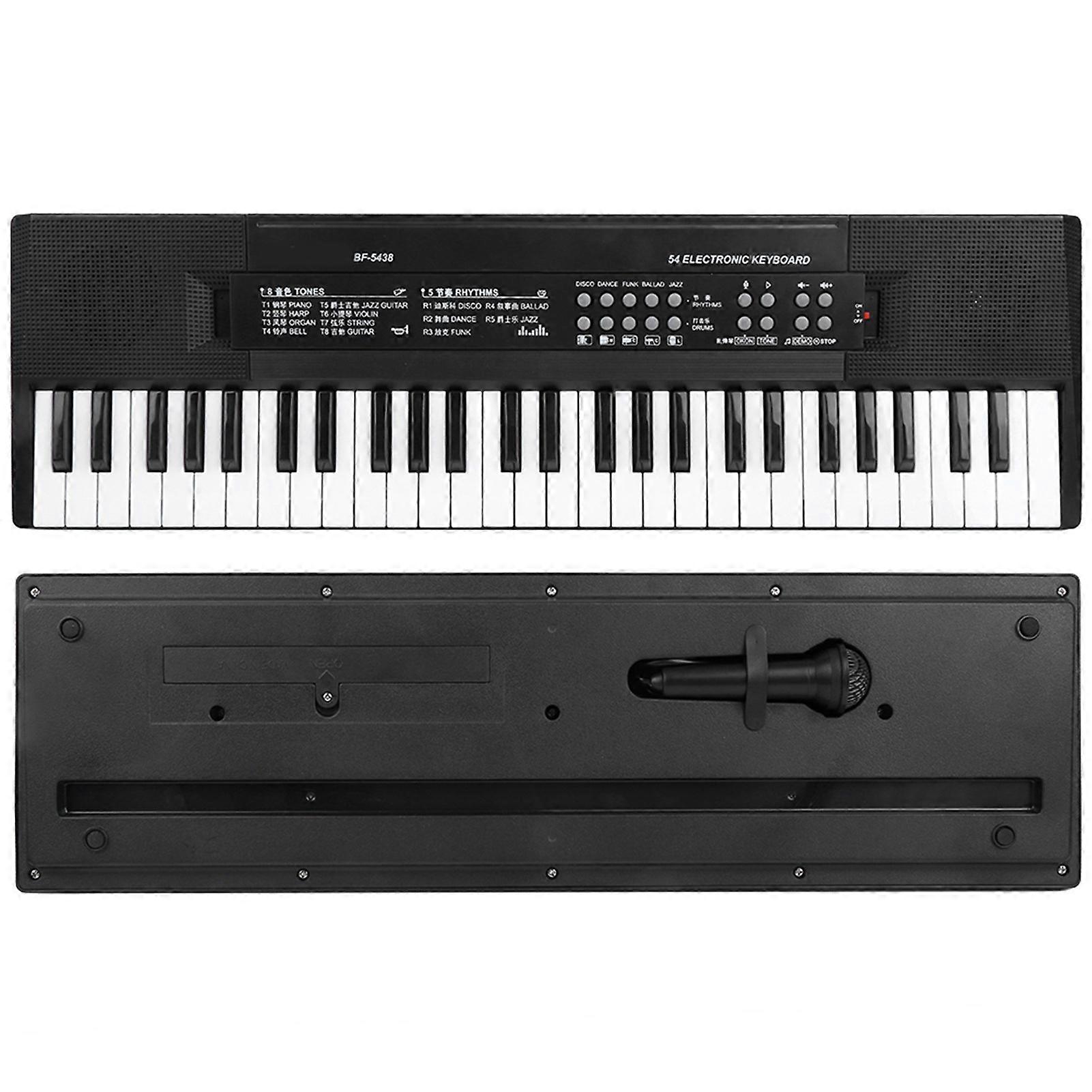 Electronic Organ BF-5438 54-Key Keyboard with Mic & Recording, Black White