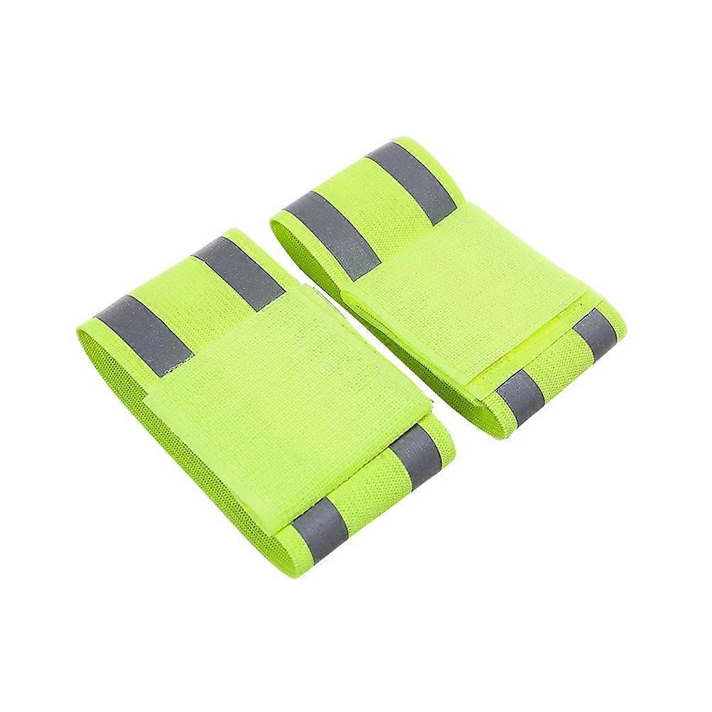 Running Reflective Wristbands 2Pcs Light Green Enthusiasts And Runners With Durable Elastic Function